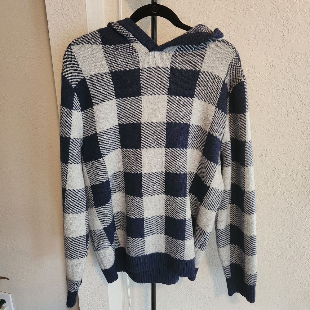 Goodfellow Men's Plaid Hoodie Navy Grey